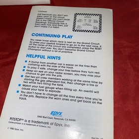 PIT STOP - Coleco Vision, 1983  ColecoVision CIB Complete in Box EPYX Free Ship!