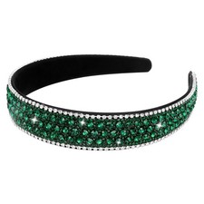 Dark Green Rhinestone Headband Sparkly Crystal Hair Band for Women Girls