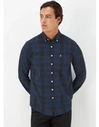 FARAH Men's Navy Check Crawford Long Sleeve Shirt RRP £50