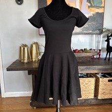 Felicity & Coco Fit And Flare Spandex Skater Little Black Dress Sz S Goth core