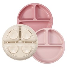 PandaEar 3 Pack Toddler Plates, Silicone Divided Suction Plate for Babies, BPA-F
