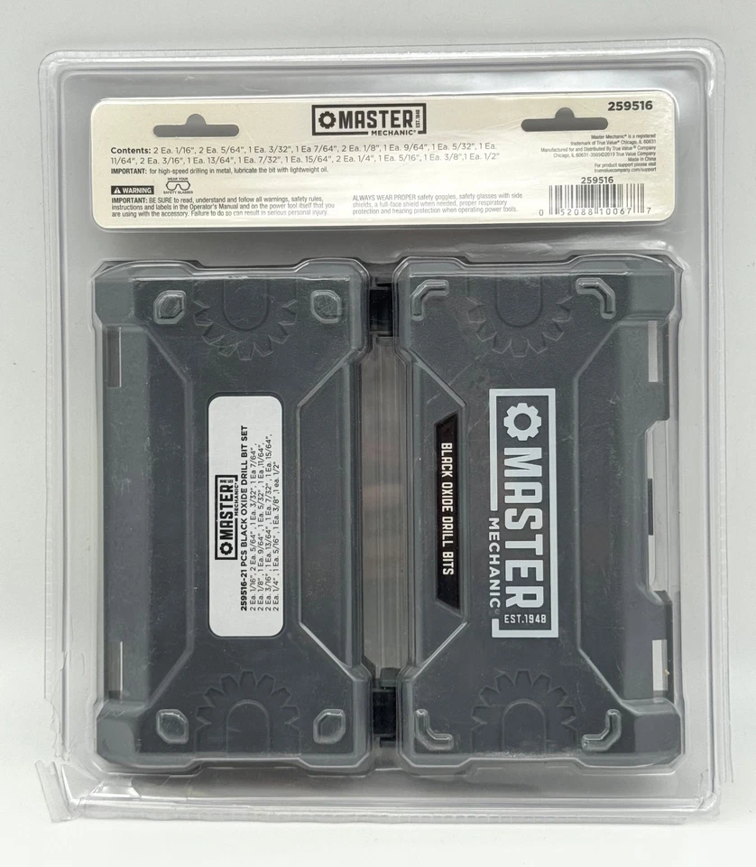 NEW Master Mechanic 21PC Black Oxide Drill Bit Set 259516 in Plastic Case ~Fr.Sh - Image 3 of 4