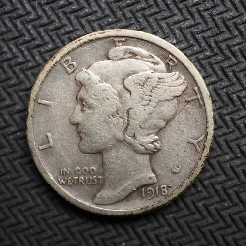 1918  **P**MERCURY   HEAD  SILVER DIME - FREE SHIPPING! C2513