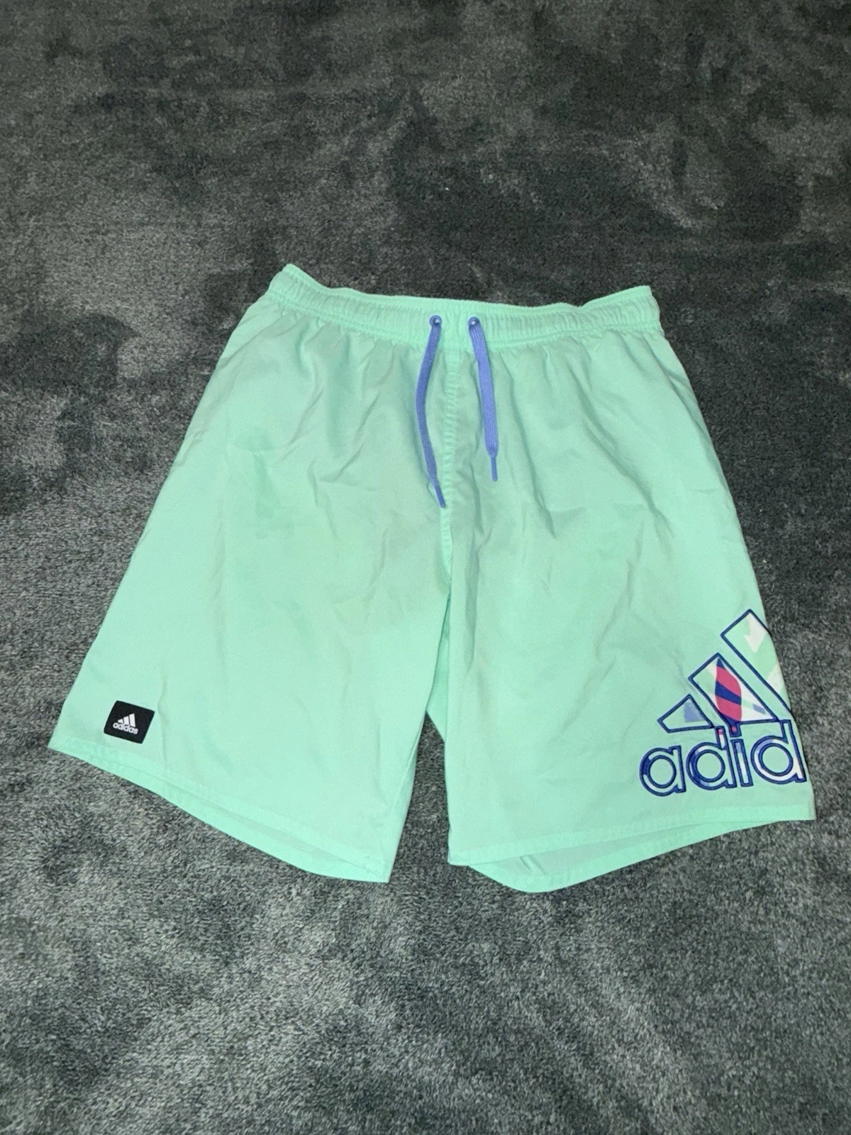 Adidas Swim Trunks Mens X-Large Floral Logo 9" Inseam Lined Pulse Mint New
