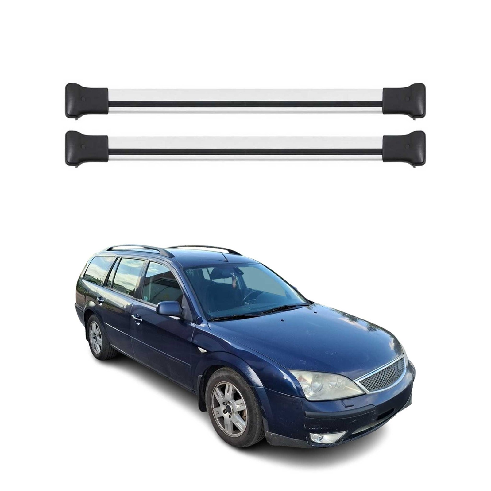 Barres de toit pour Ford Mondeo SW 2000-2007 aluminium gris anti-bruit avec antivol