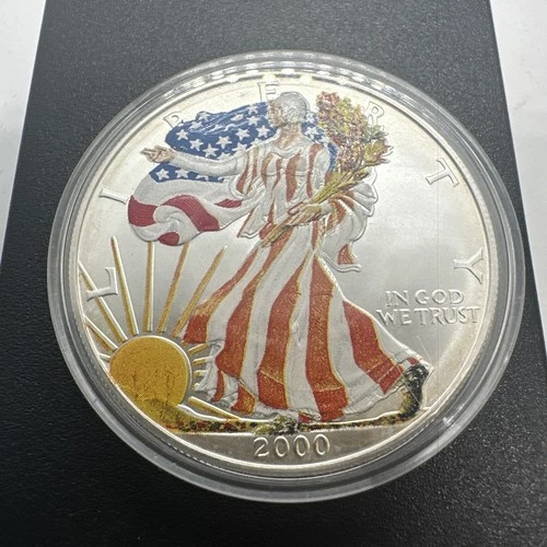 1 Troy Oz Fine Silver U.S. Mint American Eagle 2000 Colorized Coin .999 Fine