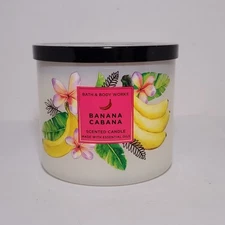 Bath & Body Works BANANA CABANA 3 Wick Scented Essential Oils Candle 14.5 oz NEW