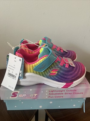 S Sport By Skechers Toddler Girls Vivy Rainbow Print Hook & Loop Sneaker Size 11