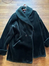 FAUX FUN FUR Green Coat Sz Large From 1980