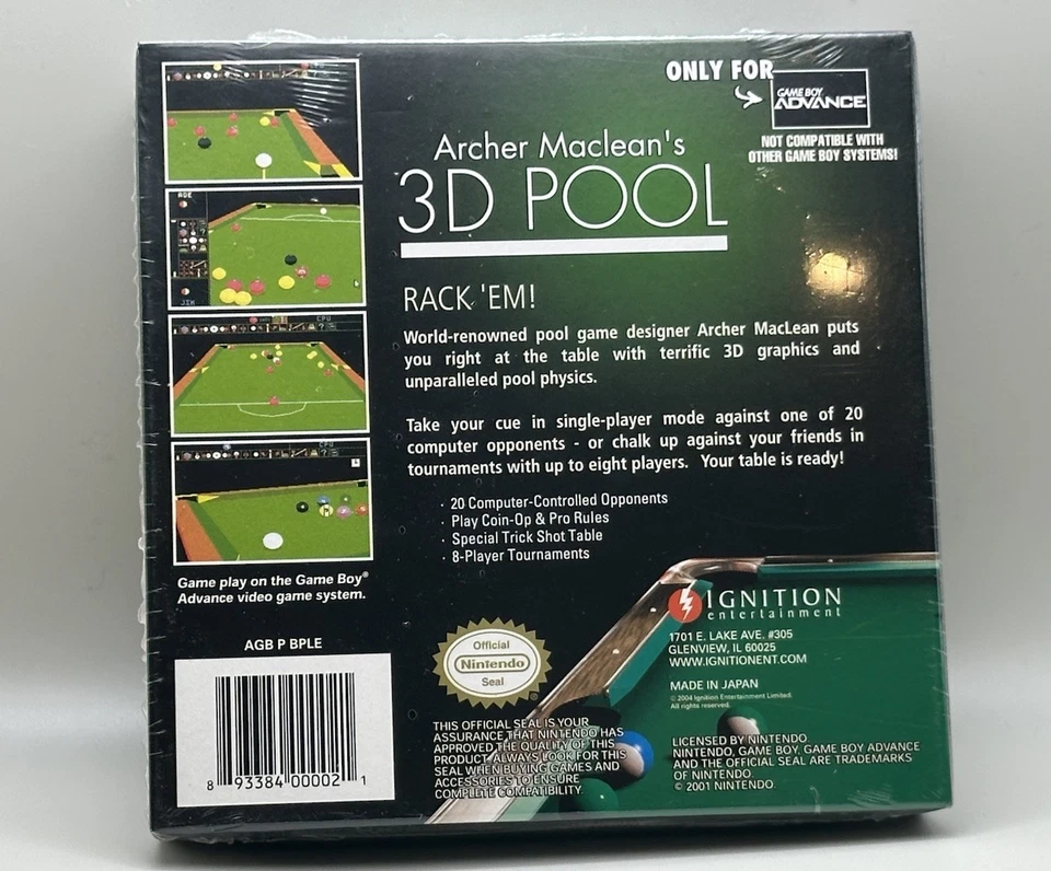 Archer Maclean’s 3d Pool For Nintendo Gameboy Advance - SEALED BRAND NEW - Image 2 of 4