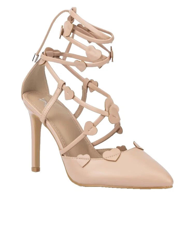 Faux Leather Lace Up Heels for Women