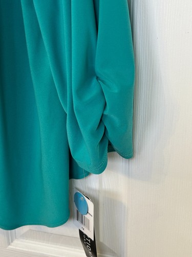 Perceptions Cardigan Blouse Sz 1X Green Tie Front Open 3/4 Sleeve Cover Top NWT - Picture 6 of 8