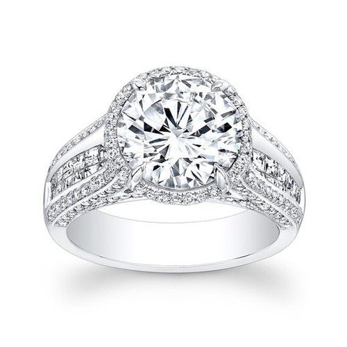 14K White Gold Round Cut Lab Grown Diamond Bridal Ring for Women 2.70 Ct - Picture 6 of 9