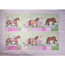 The Company Store Kids Pink Window Valance Horse Set 2 Quilted Equestrian Pony 