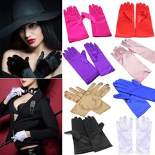 Women Short Wrist Gloves Smooth Satin Party Dress Prom Evening Wedding US FAST