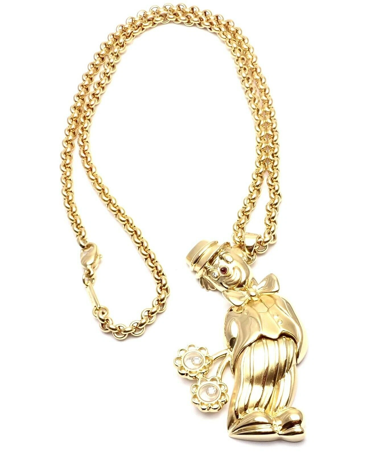Chopard — Authentic! Chopard 18k Yellow Gold Large Happy Clown Flower Pendant Necklace