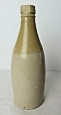 Vintage Stoneware Beer Ale Bottle Brown/Sand Two Tone Clay Pottery #10703