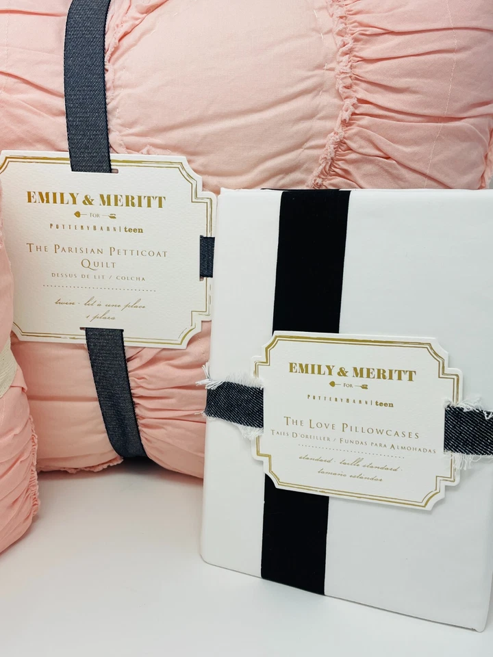 Pottery Barn Teen Emily Meritt Parisian Petticoat Quilt & Sham w/Love Pillowcase - Image 2 of 4