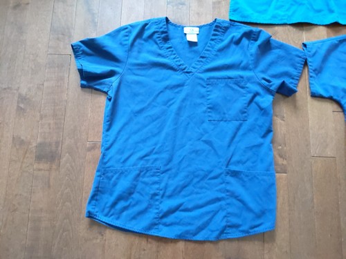 LOT Of 3 Women's Medical Scrub Shirts Blue Teal Medium Tops Cherokee Scrubs - Picture 3 of 4
