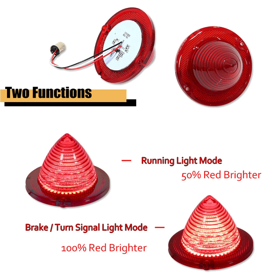 2 PIEZAS Luces de freno traseras LED rojas 1960-1961 Impala Bel Air Biscayne El Camino Foto 2 de 4