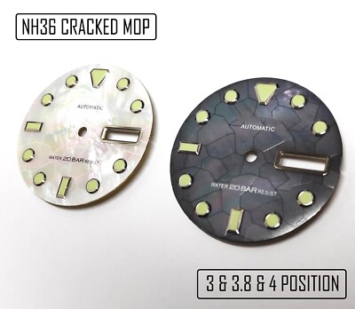 Seiko NH36 Watch Dial MM300 28.5 Cracked MOP Marinemaster SKX 3 & 3.8,