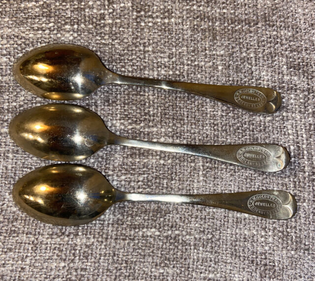 3x Antique Silver Plated Teaspoons W.W.Goldstraw Jeweller Of Leek c.1900-1920