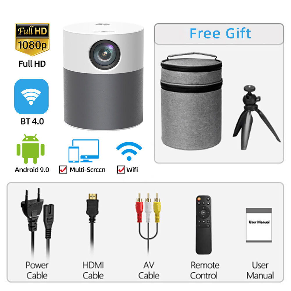 Full HD Projector Quad Core Android 4.4.2 OS, WiFi Projector 1080P With  HDMI USB Support MKV 1920*1080 Moive Free Shipping