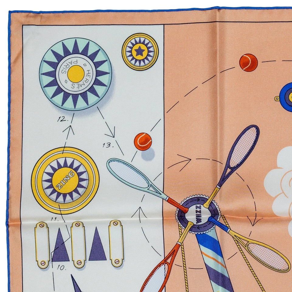 Auth. Hermes Silk Scarf Tea for Two - Rose Poudré Blanc - New Store Tag - Image 3 of 4