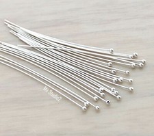 50x 26 gauge 925 sterling silver round ball dot headpin head pin 1.5" F23s