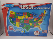 Melissa and Doug USA Map Floor Puzzle 51 pcs 2 x 3 feet United States Map K-1