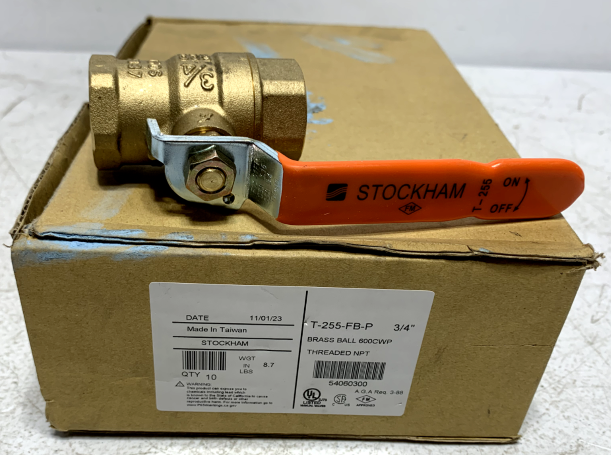 Stockham 3/4 Inch Threaded Brass Ball Valve 600CWP T-255-FB-P