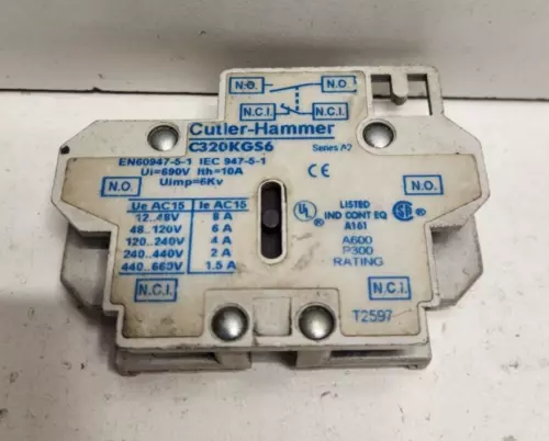 GUARANTEED! CUTLER-HAMMER 10A 690V AUXILIARY CONTACT C320KGS6