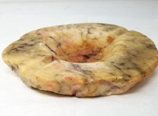 Alabaster Stone Ashtray Natural Multicolor Outdoor Finish Pink Gray Cream Vtg