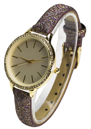Blekon Collections Japanese Quartz Womens 34mm Case Glittery Leather Strap Watch - Picture 11 of 41