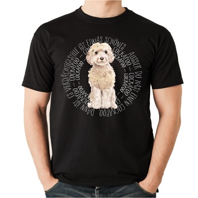 T-Shirt CIRCLE COCKAPOO Watercolor Cocker Pudel Mix Unisex Hund Hundemotiv