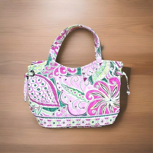 Vera Bradley Retired Pinwheel Pin 8" Small Handbag Floral w/Double Stiff Handles - Picture 2 of 6