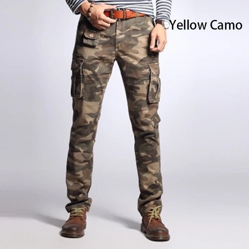 Mens Cargo Military Work Casual Pants Cotton Slim Fit Pocket Skinny Trousers - Picture 5 of 11