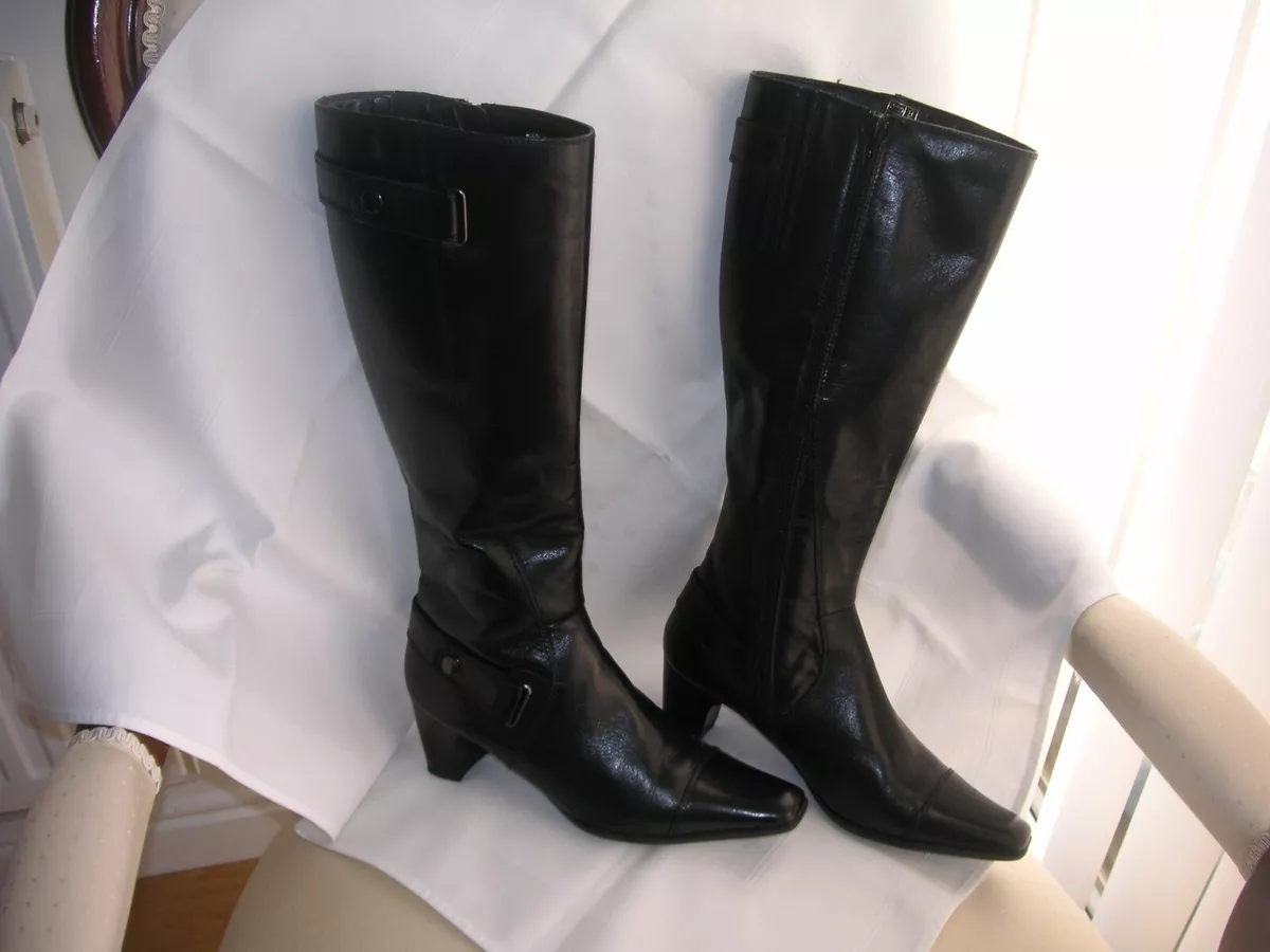 LINEA ELEGANT WOMENS LADIES KNEE HIGH BOOTS SIZE UK 4 BLACK