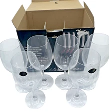 Crystalite Bohemia Czechoslovakia Republic Crystal Red Wine Glass Set of 6 NIB