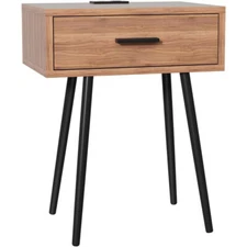Nightstand Bedside Table 2 Drawers with Charging Station and USB Ports