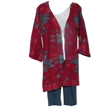Kimono Jacket|Flora|Boho|60's|Designer|3/4 Sleeve|Handloomed|Yak Wool Blend|M-L