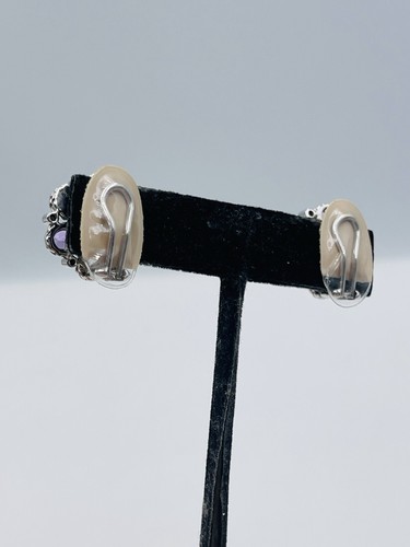 Pendientes Clip En Omega De Flores De Amatista De Plata Esterlina Judith Ripka - Imagen 4 de 7