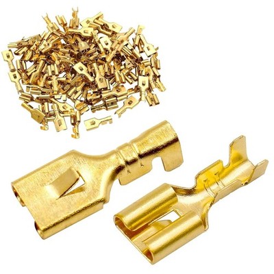 Female Spade Quick Splice Crimp Terminals 6.3Mm Non-Insulated 100 Pcs