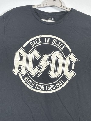 AC/DC T-Shirt Mens Large Black Back In Black World Tour 1980-1981