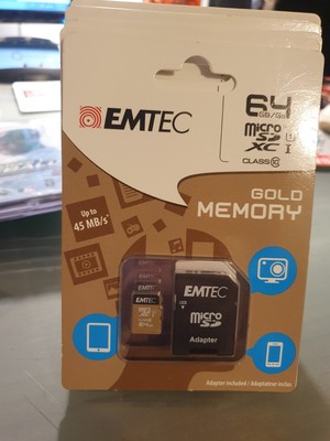 11 x EMTEC 64GB microSDXC Class 10 Gold Memory Card With Adapter  - 11 Pcs