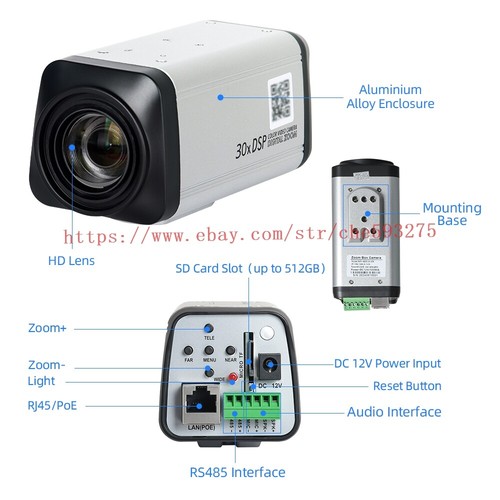 4K 8MP SONY CMOS Security Camera H.265+ 30X Optical Zoom PoE IP PTZ Box Camera - Picture 9 of 10