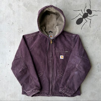 Carhartt WOMENS J141 DWN purple hooded work wear jacket Large