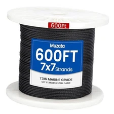  600 ft/8" Black Stainless Steel Cable Railing System Hardware T36 600FT 1