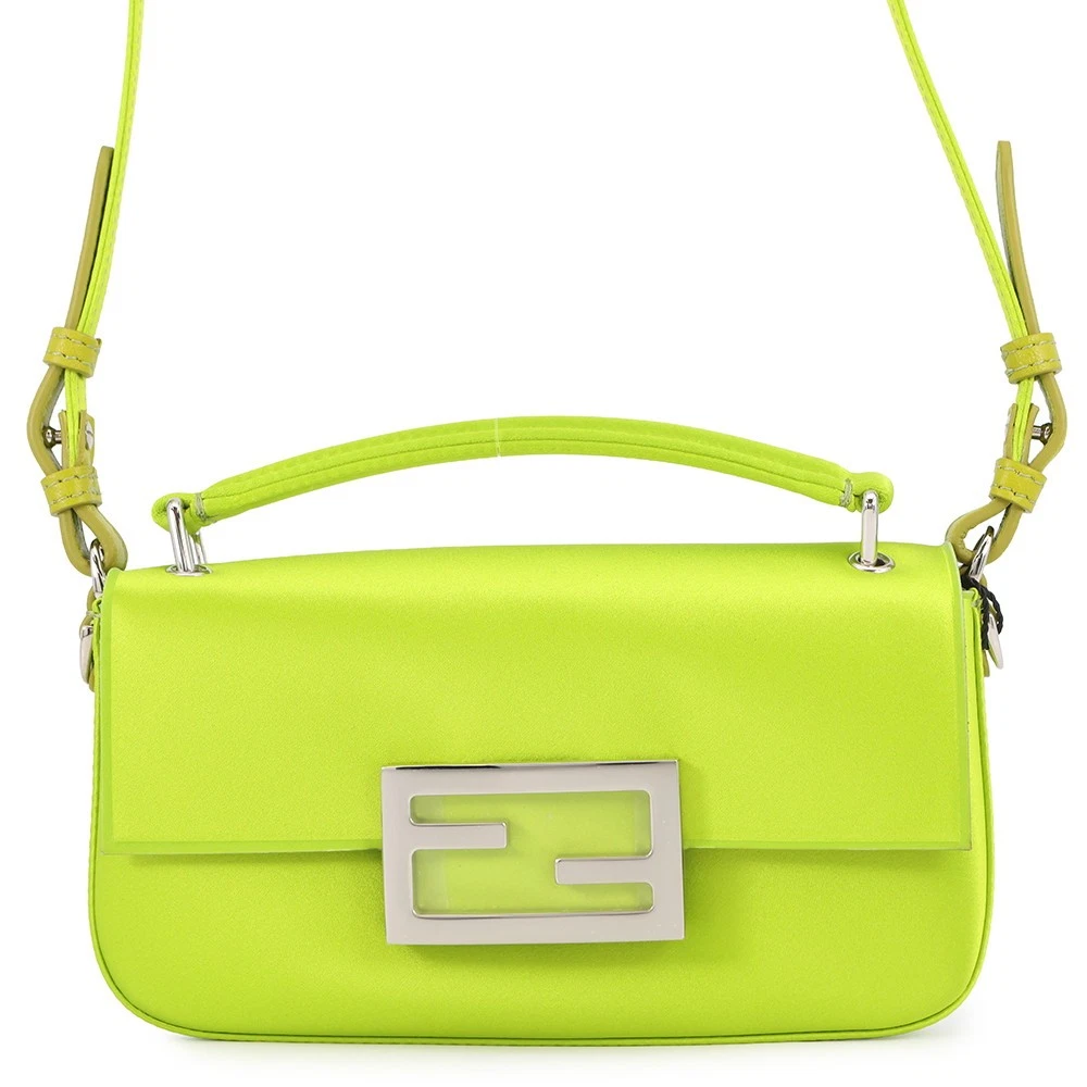 Fendi — FENDI Baguette Phone Pouch Satin Light Green/Brown 7AS142