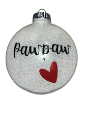 Handmade White Christmas Ornament Pawpaw NEW 4 Inch Shatterproof